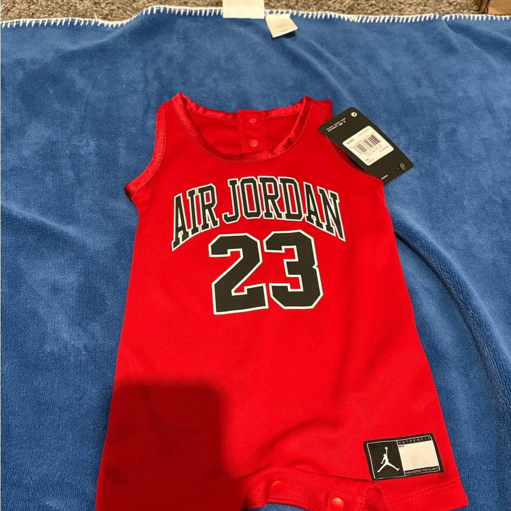 Jordan Infant Red Logo Romper sz 6-9 month